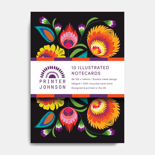Printer Johnson, Vicki Johnson | Notecard Set, Wycinanki Floral