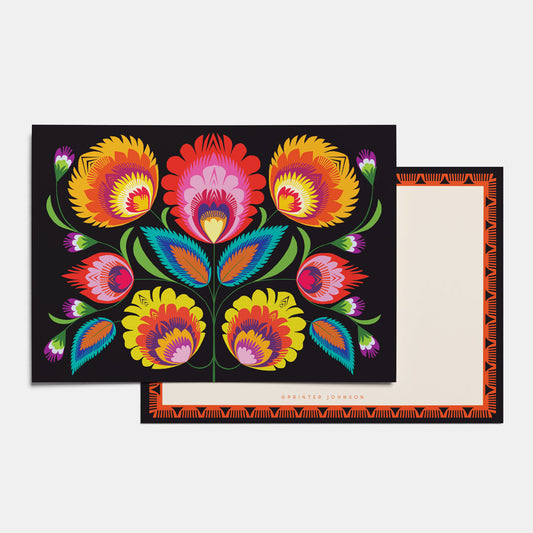 Printer Johnson, Vicki Johnson | Notecard Set, Wycinanki Floral