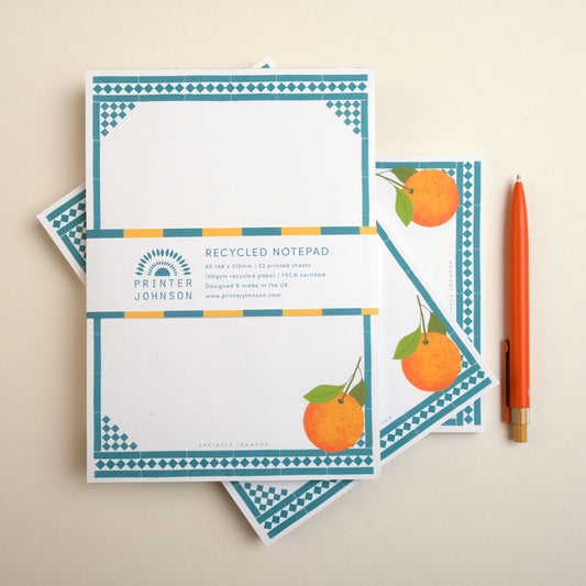 Printer Johnson, Vicki Johnson | A5 Notepad, Orange