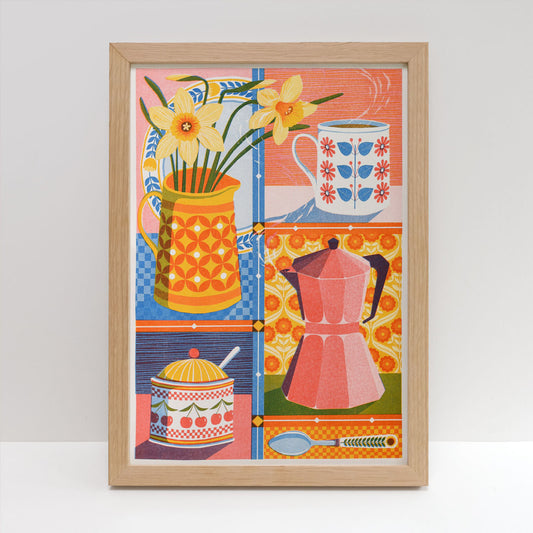 Printer Johnson, Vicki Johnson | Coffee & Daffodil, Risograph Print, A3