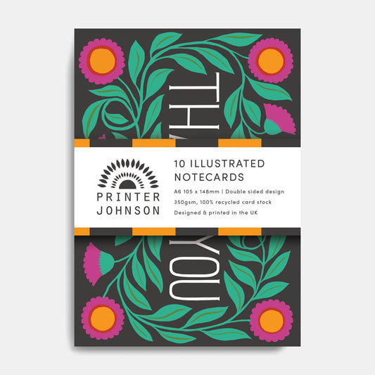 Printer Johnson, Vicki Johnson | Notecards, Thank you (Black)