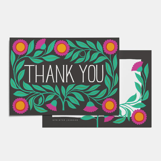 Printer Johnson, Vicki Johnson | Notecards, Thank you (Black)