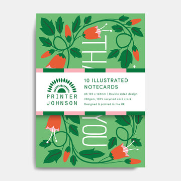 Printer Johnson, Vicki Johnson | Notecards, Thank you (Green)