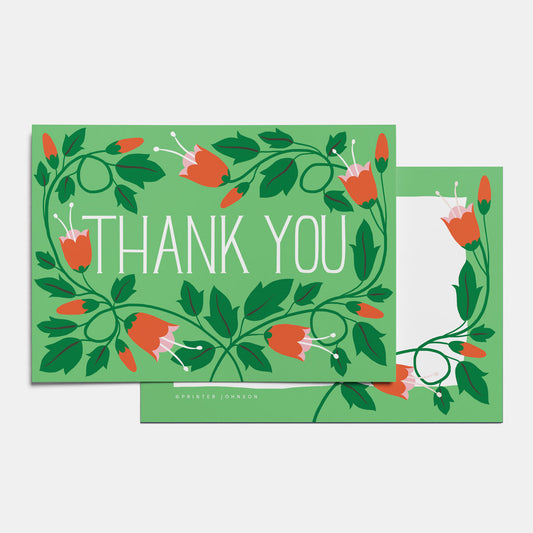 Printer Johnson, Vicki Johnson | Notecards, Thank you (Green)