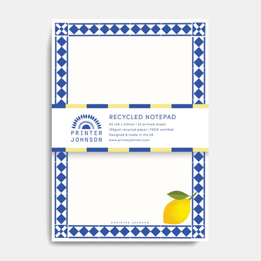 Printer Johnson, Vicki Johnson | A5 Notepad, Lemon