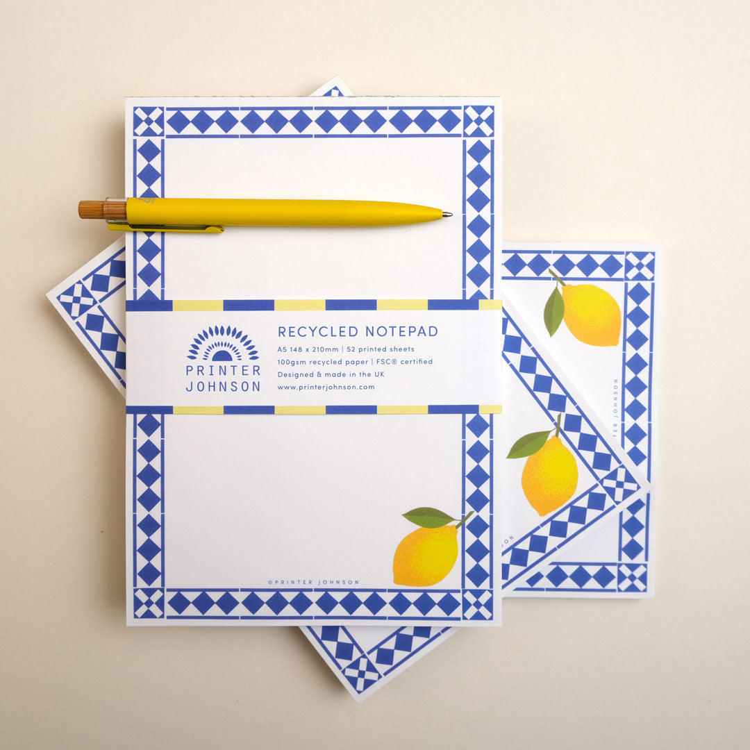 Printer Johnson, Vicki Johnson | A5 Notepad, Lemon – Printer Johnson Ltd
