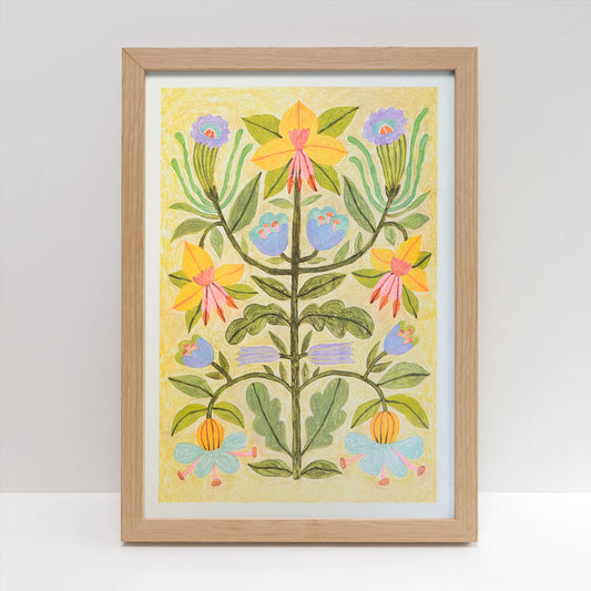 Printer Johnson, Kira Konoshenko | Cream Floral Arrangement, Risograph Print, A3