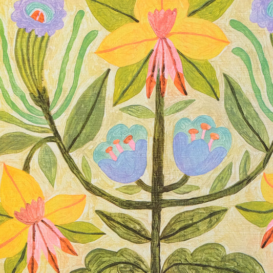 Printer Johnson, Kira Konoshenko | Cream Floral Arrangement, Risograph Print, A3