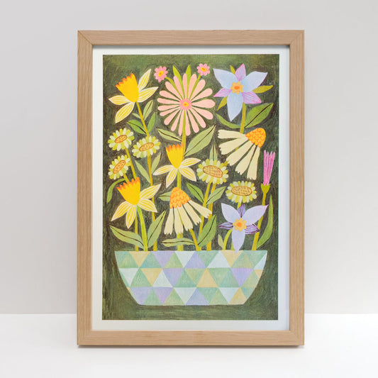Printer Johnson, Kira Konoshenko | Floral Bowl, Risograph Print, A3