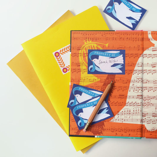 Printer Johnson, Vicki Johnson | Sticky Label Pack, Bird Bookplate