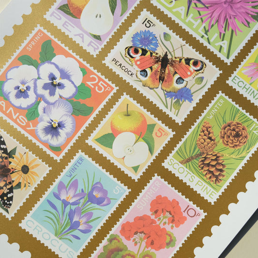 Printer Johnson, Vicki Johnson | Four Seasons, Stamp Collection, Screen Print, 50 x 70cm